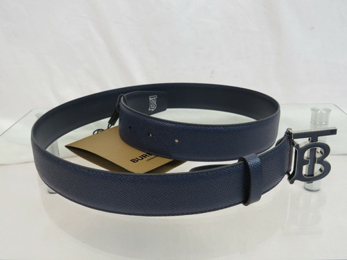 NWT BURBERRY TB 35 GRAIN NAVY BLUE LEATHER ENAMEL BUCKLE LOGO BELT 100 /40 ITALY - Picture 6 of 11
