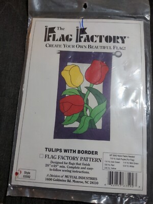 New Flag Factory Pattern Tulips With Border  28x49 in, #63592 New Sealed Uncut