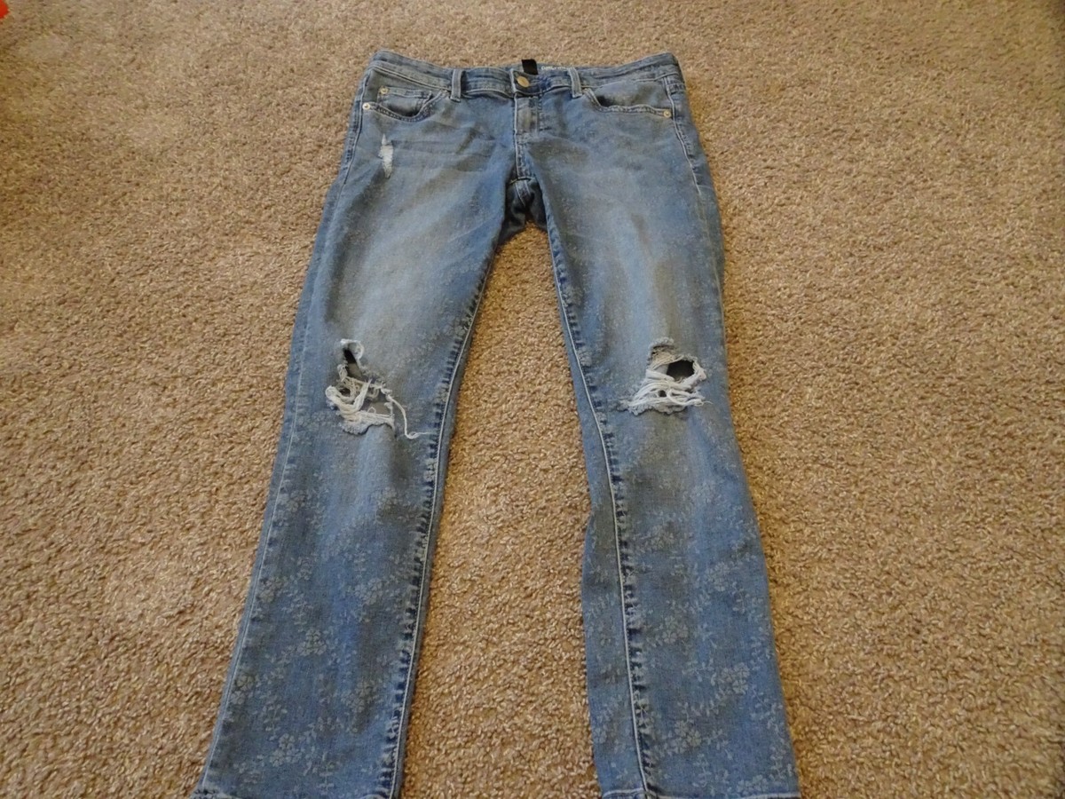 Gap Womens Medium Wash Mid Rise Ripped Floral Girlfriend Jeans Size 4/27