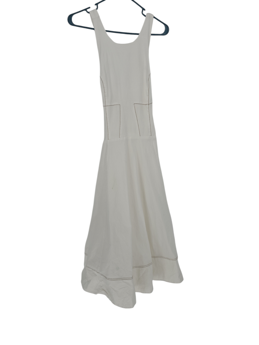 Anthropologie Size Large Midi Dress White The Kenzie Drop-Waist Pockets  NWOT | eBay