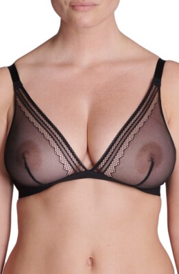 Simone Perele Olympe Triangle Fishnet Lace Bralette - ShopStyle Bras SZ 2 1