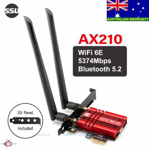 Intel WiFi 6 AX210 PCI-E Card with Bluetooth V5.2 5374Mbps for Win 10 / 11