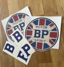 BP Motor Spirit Old Dirty Look Sticker Decal Pack 2 Gallon Petrol Oil Fuel Can