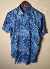 Bonobos Rivera Button Up Shirt Mens 16.5 Blue Abstract Floral Slim Fit Stretch