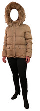 BRAND NEW - Women Quilted Jacket Fur Hooded Duck Down Tan EXTRA WARM