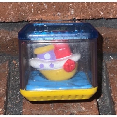 Fisher Price Peek-a-Blocks Floating Tugboat Sensory Toy Cube Blue Yellow