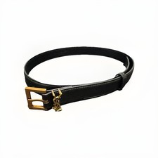 Yves Saint Laurent Belt Gold Logo On Black Size 28-30 - 100 Cm