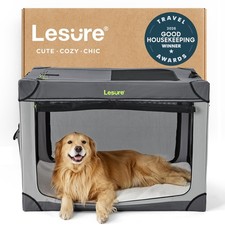 Lesure 42 Inch Soft Collapsible Dog Crate - Extra Large Grey Portable