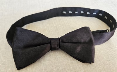 Vintage Fliege ohne Marke schwarz vorgebunden Polyester