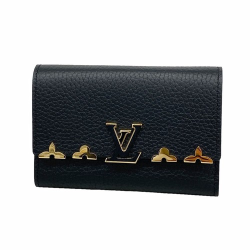 Louis Vuitton Tri-fold Wallet Portefeuille Capucines Compact M82764 Noir Used