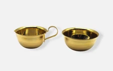 Vintage Small Gold Tone Creamer and Sugar Bowl Set