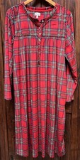 Aria Red Plaid Super Soft Fleece Nightgown 2X 18W-20W Plus Sz Long Sleeve Nice