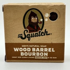 NIB Dr. Squatch Men's Natural Wood Barrel Bourbon Med Grit Soap Bar 5 Oz. 