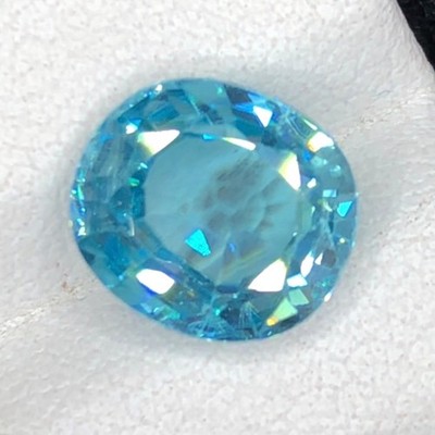 Natural Blue Zircon 3.05 Ct Oval Cut   Vibrant Fire Blue Zircon Loose Gemstone  