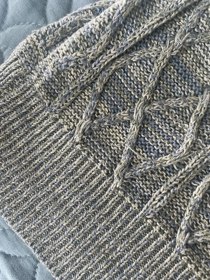 BARNEYS NEW YORK 100% Silk XXL Blue/Sage Gray Crew Neck Marled Knit Mens Sweater - Image 4 of 4