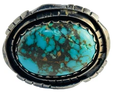 Vintage Kingman Turquoise Sterling Silver Ring Size 7.25