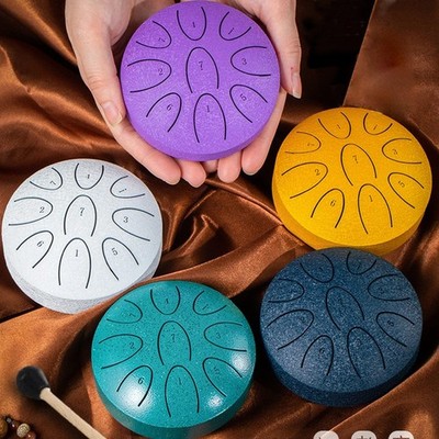 4 Inches 9-Note Portable Rain Handpan Drum with Mallet for Yoga Music Meditation