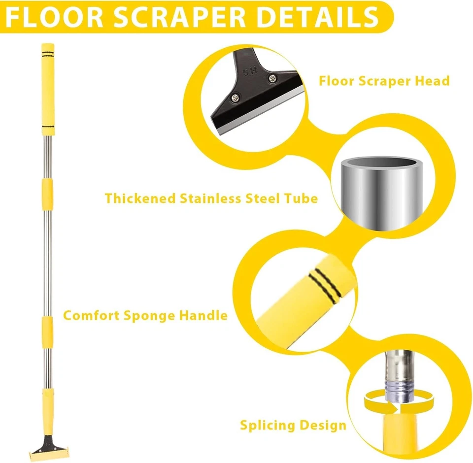 Rascador de piso mango largo resistente, rascador de piso de 31-61" rascador de piso de alta resistencia para Foto 3 de 4
