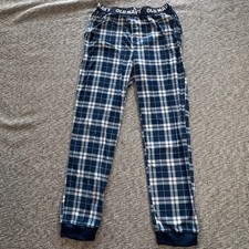 Old Navy Boys Youth XL 14-16 BlueWhite Plaid Fleece Pajama Pants Joggers Pockets