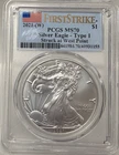 2021 W AMERICAN SILVER EAGLE $1 TYPE 1 FIRST STRIKE PCGS MS 70