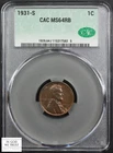 1931 S Red-Brown Lincoln Wheat Copper Cent 1C CACG MS 64 RB CAC (TONING!!!)