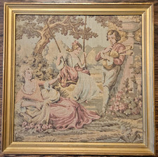 Französische Gobelin kleiner Wandteppich, Vintage, Tapisserie, 25,5x25,5cm