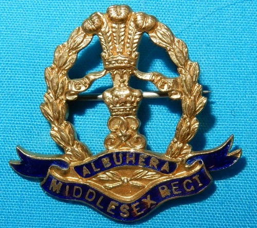 SUPERB WW1 ERA THE MIDDLESEX REGIMENT BRITISH MILITARY SWEETHEART BADGE