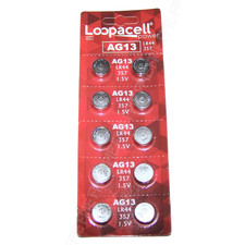 10pk. Button-Cell Alkaline 1.5V Batteries AG13, LR44, 357 by Loopacell 001-7146