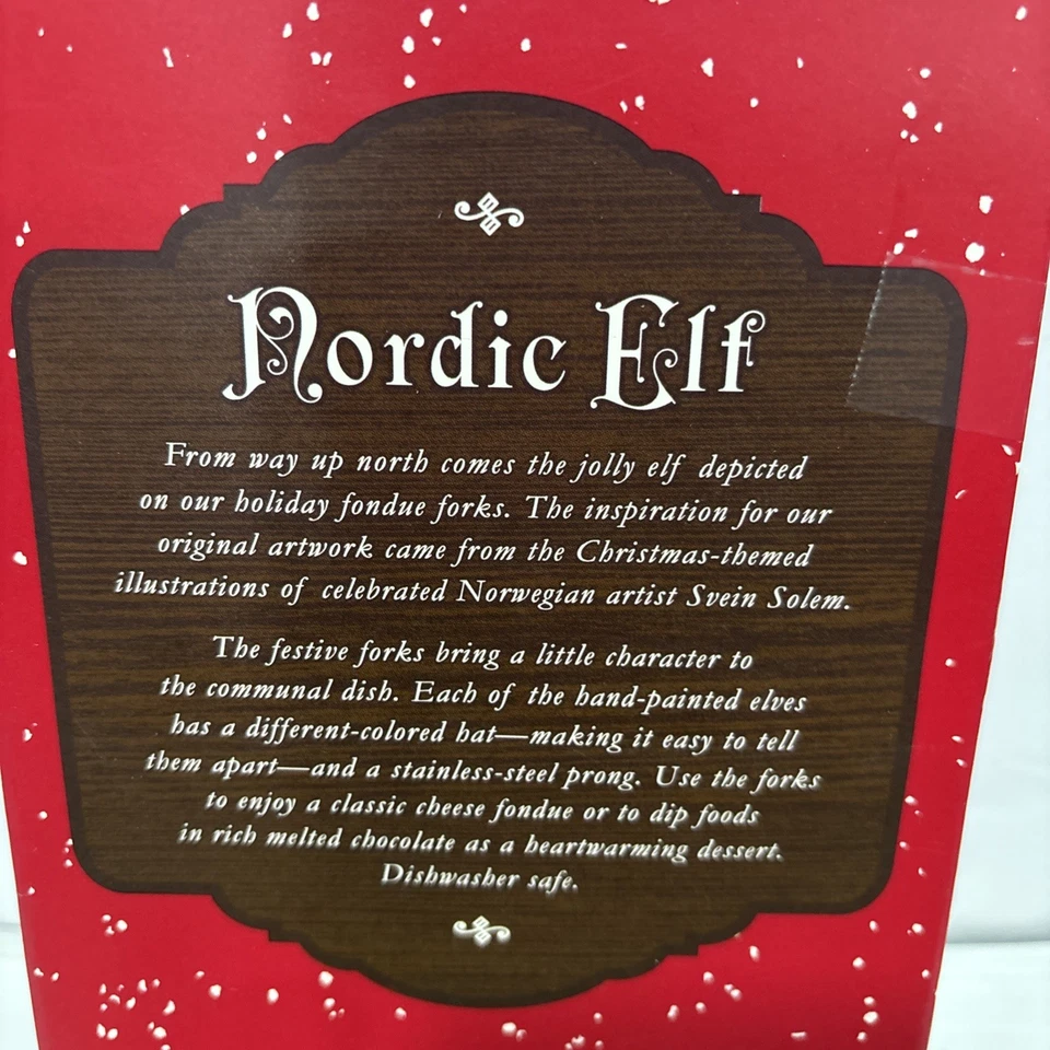 Williams-Sonoma Nordic Elf Hand Painted Fondue Forks Set of 6 - Image 4 of 4