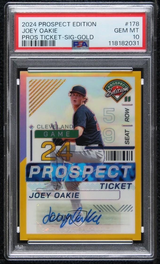 2024 Prospect Edition Gold Prizm Signatures 1/10 Joey Oakie #178 PSA 10 Auto 8d2