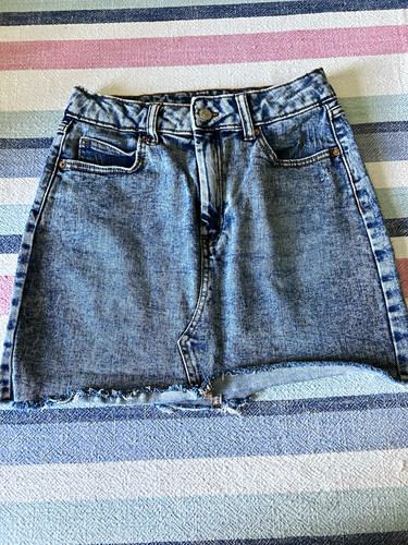 Wild Fable Women’s 6 High Rise Mini Skirt Blue Denim Solid Button Pockets