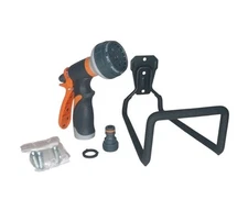New Garden Hose Nozzle And Hose Holder–8 Spray Modes High Pressure Watering Tool