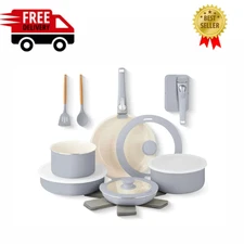 Gotham Steel Nonstick 18PC Ceramic Induction Cookware Set w/ Detachable Handles