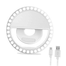Selfie Ring Light, Rechargeable Portable Clip-on Selfie Fill Light with White