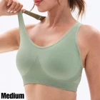 Padded Sports Bra Seamless Dual-Crossback Support Adjustable Straps Wide Band M
