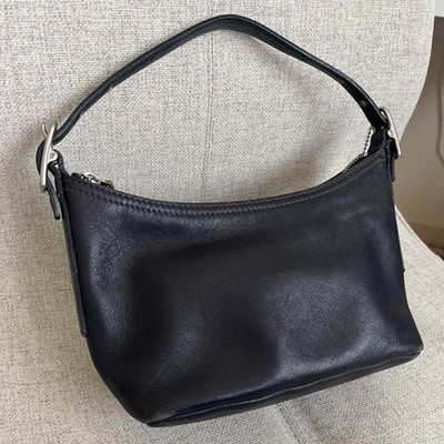 o Old Coach 9844 Shoulder Bag Dark Navy Leather Auth Vintage from