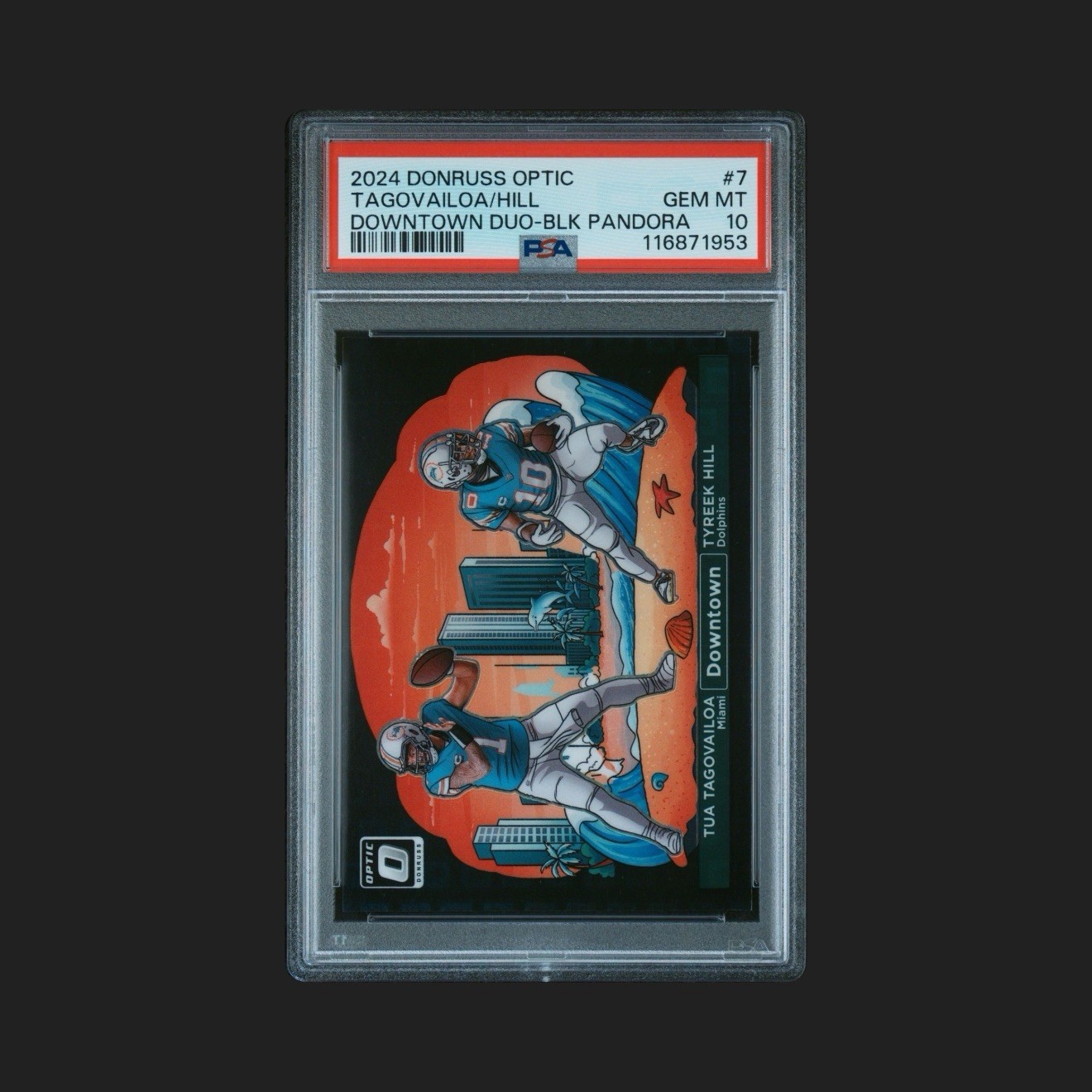 2024 Panini Donruss Optic Tagovailoa/Hill Downtown Duo Black Pandora 1/25