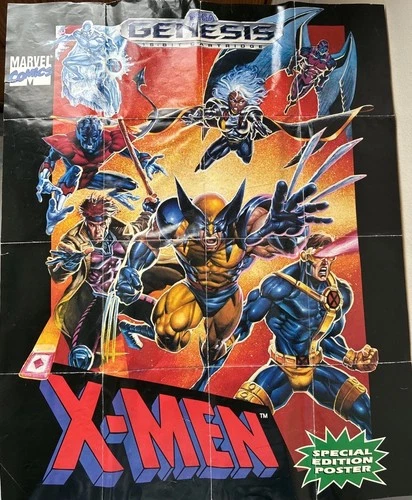 VTG Early 1990’s Sega Genesis X-men Special Edition Poster Double Sided