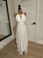 Davids Bridal size 14 white sleeveless round neck with sequines lined dress