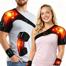 Cordless Vibration Shoulder Knee Wrist Heating Pad 3Heat Levels 3Massage Modes