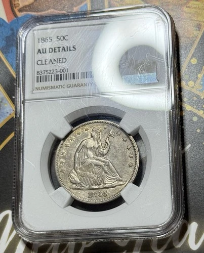1865 Seated Liberty Half Dollar Key-Date! NGC AU Details Looks UNC! Toned! NR