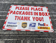 QTY 4 Package Delivery Sign for Outdoor Yard 12"x8"Please Place Packages in Box