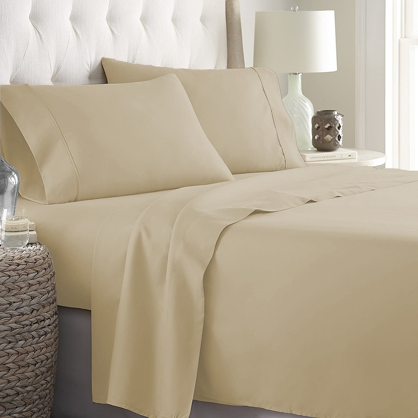 Soft Bedding  1000 - 1200 Thread Count 100% Cotton Taupe Solid Select Item