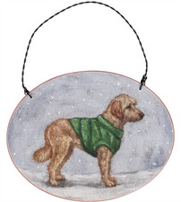 Primitives By Kathy Cozy Goldendoodle with Sweater Wooden Christmas Ornament