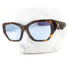 Tory Burch Kira Sunglasses TY 7187U 1944/1U Brown Havana Blue Mirror w/case