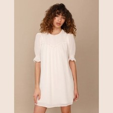 Reformation Conrad Babydoll Dress Cream Size 8 NWOT $218 MSRP