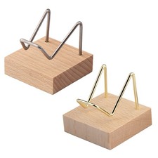 Metal Arm Display Stand  Wood Base For Crystal Rock Mineral Small Holder