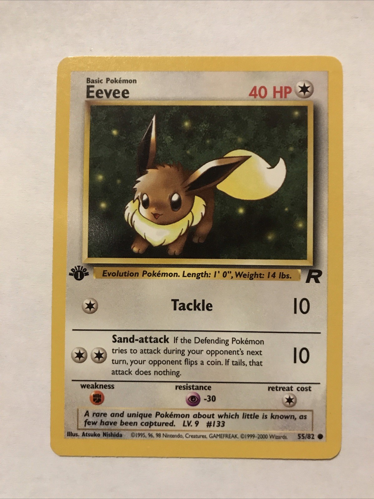 Pokémon TCG Team Rocket 1st Edition Regular Finish Eevee 55/82 NM