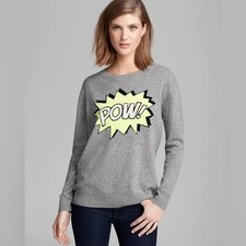 Autumn Cashmere Pow Intarsia Boyfriend Grey Long Sleeve Sweater Size XL