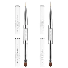 cobee 2 Pcs Double Ended French Tip Brush Hard Gel, Nail Builder Gel White 